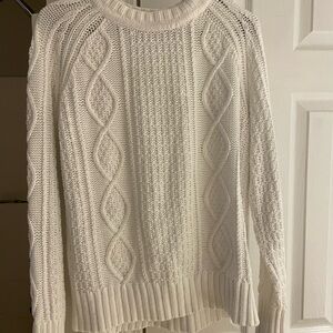 J. Crew White Cable Knit Sweater 100% cotton large